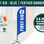 Feather banner kit with 'First Aid' design and branding for Flags Ireland on a white background.