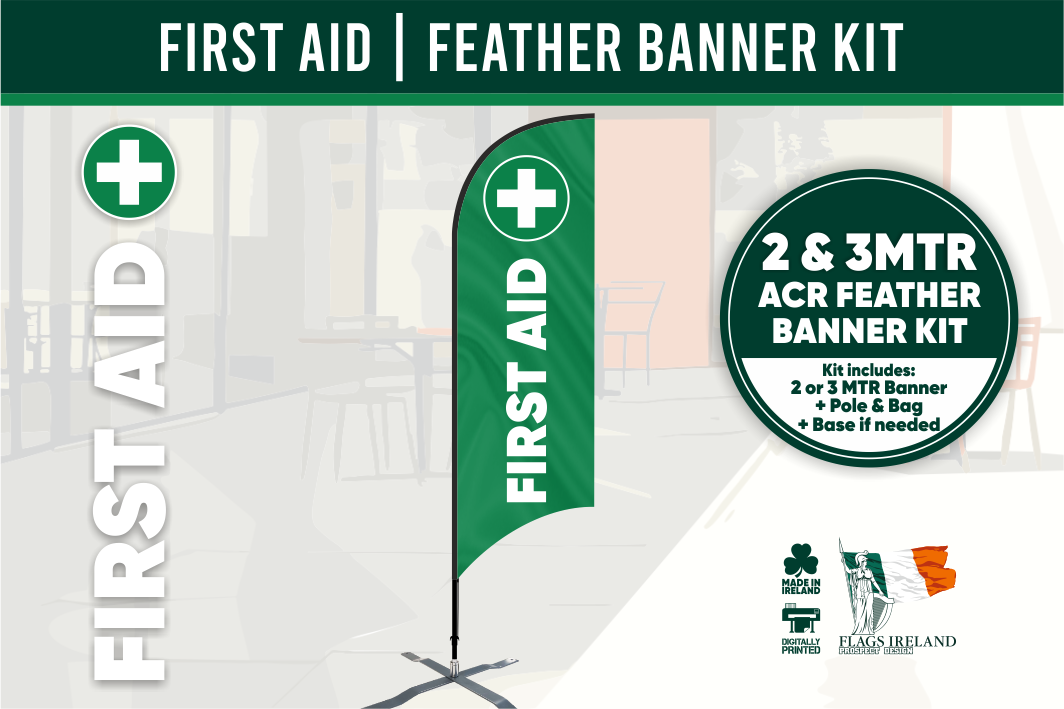 First Aid Feather Banner Kit | High Visibility Safety Signage | Irish ...