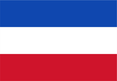 Schleswig Holstein Flag. A simple tricolor flag-style graphic with horizontal blue, white, and red bands filling the frame. 