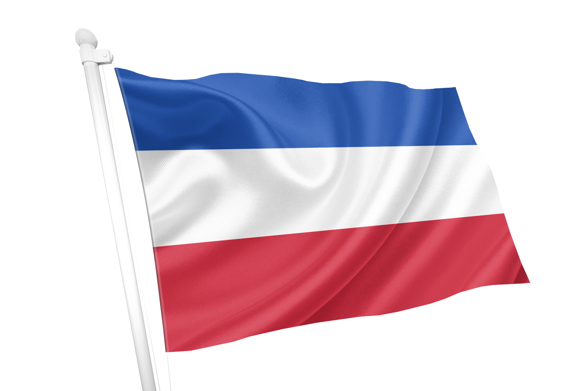 Schleswig Holstein Flag. A simple tricolor flag-style graphic with horizontal blue, white, and red bands filling the frame. 