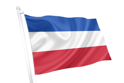 Schleswig Holstein Flag. A simple tricolor flag-style graphic with horizontal blue, white, and red bands filling the frame. 