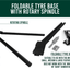 The Foldable Tyre Base with Rotary Spindle fits perfectly under a car tyre or a heavy weight. The feather banner is easily removed or attached when needed.