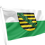 The flag of the Free State of Saxony features a horizontal two-colored design of white over green. It symbolizes the land of Saxony, with white and green representing its regional identity. The official state flag adds the Saxon coat of arms to the center. 