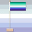Gay Men Colorful striped flag on a stand against a multicolored background
