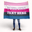 Person holding a genderfluid flag with customizable text on a white background