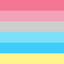 Genderflux Pride Flag with pink, gray, blue, and yellow horizontal stripes.