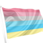 Genderflux Pride Flag with pink, white, and blue stripes on a white background