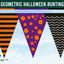 Geometric Halloween Bunting triangle pennants alternating colours