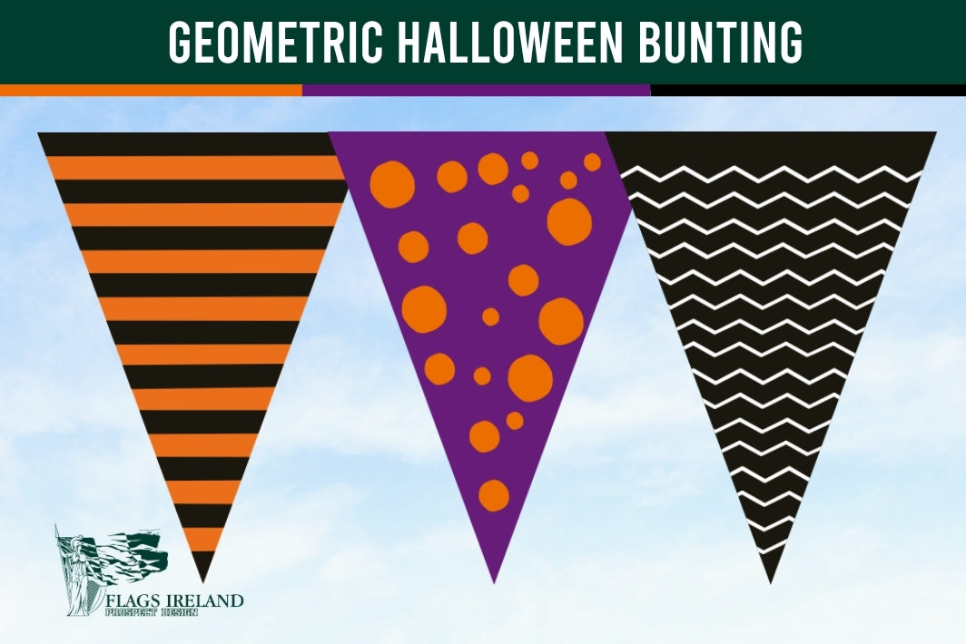 Geometric Halloween Bunting triangle pennants alternating colours