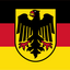 Germany Government Service Flag. German flag with a black eagle shield emblem centered over the three horizontal stripes of black, red, and yellow.