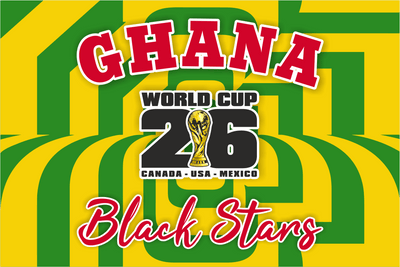 Ghana World Cup 2026 Black Stars logo with green and yellow stripes