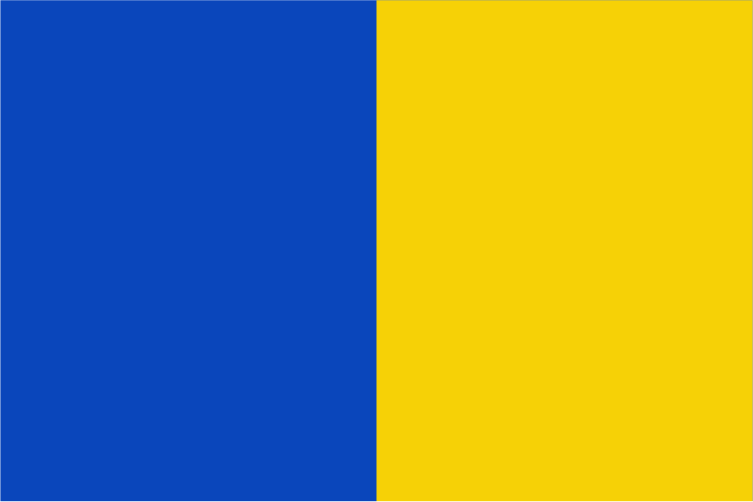 Bandeira de cor azul e amarelo dourado