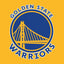 Golden State Warriors logo on a yellow background