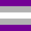 Flag with purple, gray, and white horizontal stripes. represents the graysexual pride.