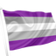 Flag with purple, gray, and white horizontal stripes. represents the graysexual pride.