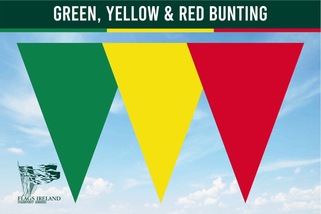 Green(National Green), Yellow & Red Colour Bunting – Flags Ireland ...