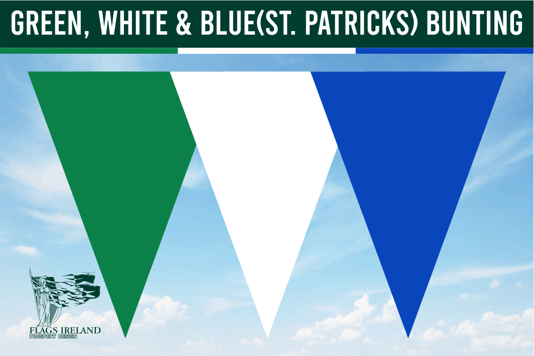 Estamenha colorida verde (verde nacional), branca e azul (St. Patricks)