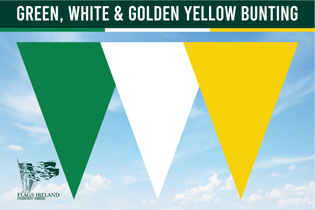 Green(National), White & Golden Yellow Colour Bunting – Flags Ireland ...