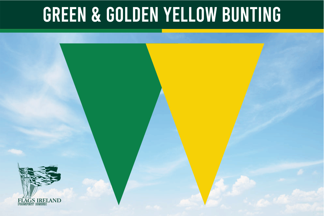 Green(National Green) & Golden Yellow Colour Bunting – Flags Ireland ...