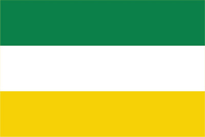 Grüne, weiße und goldgelbe Flagge