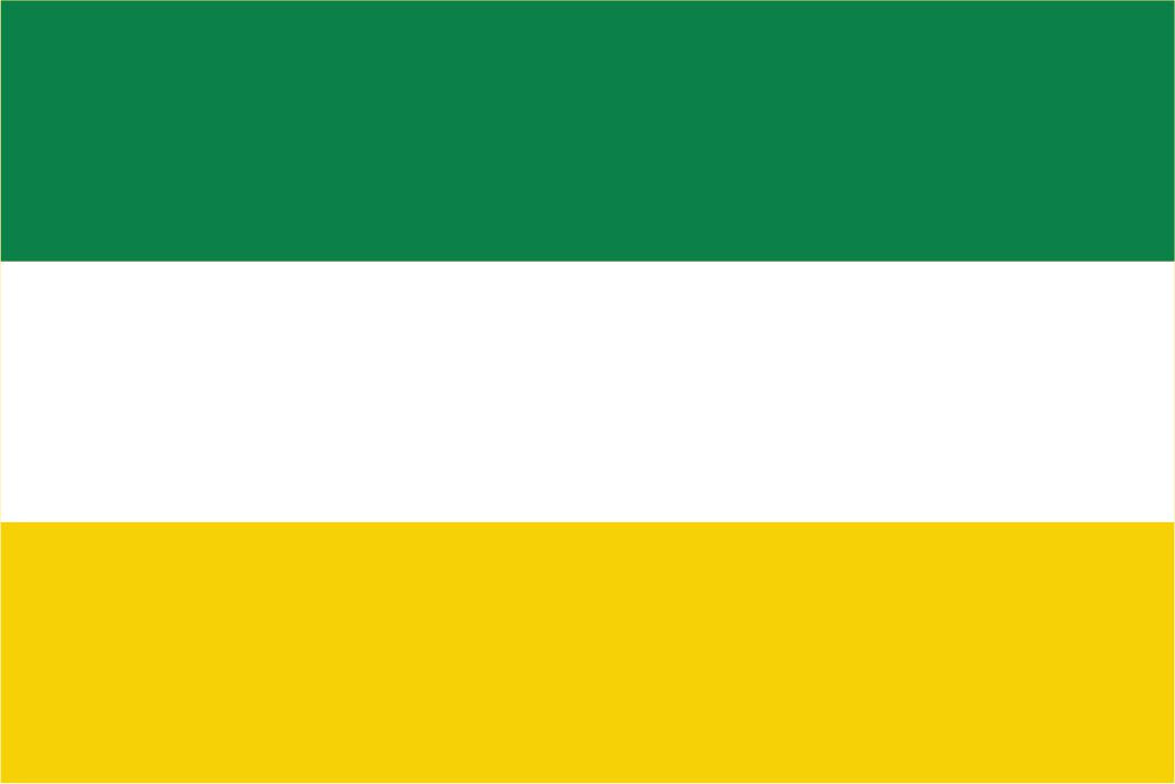 Green, White & Golden Yellow Coloured Horizontal Striped Flag