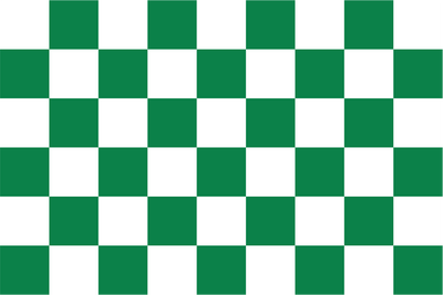 Grün (national) und weiß karierte Flagge