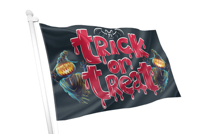 Trick or Treat Black Flag with Bloody Text