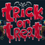 Trick or Treat Black Flag with Bloody Text