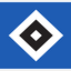 Hamburger SV Flag. A square blue flag or sign with a white border, featuring a large white diamond containing a smaller dark navy diamond and a tiny white diamond in the center.