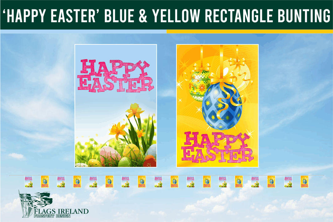 ‘Happy Easter’ Blue & Yellow Rectangle Bunting