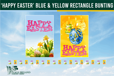 ‘Happy Easter’ Blue & Yellow Rectangle Bunting