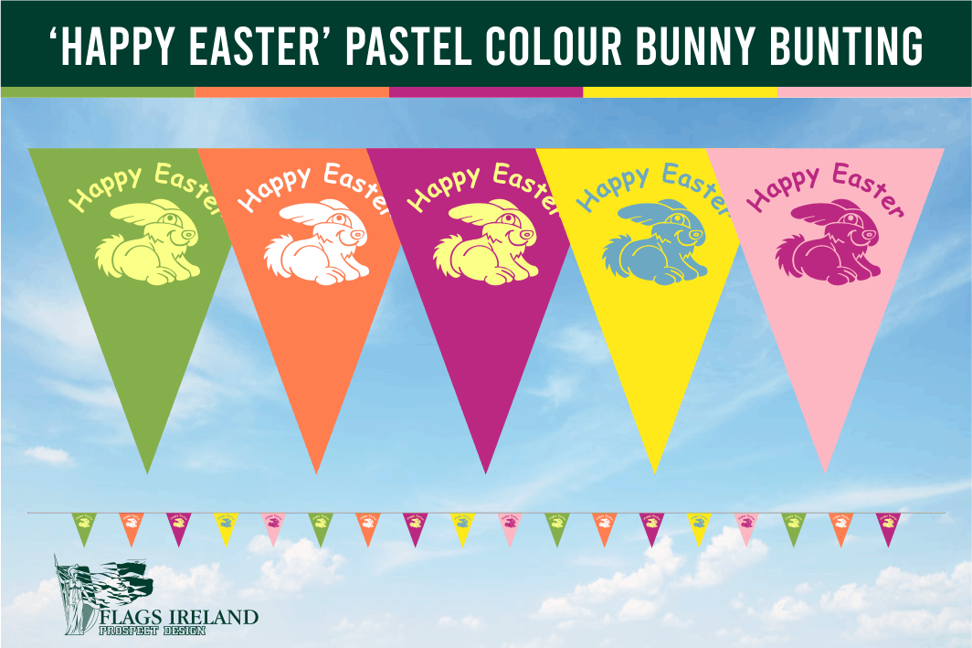 ‘Happy Easter’ Pastel Colour Bunny Bunting