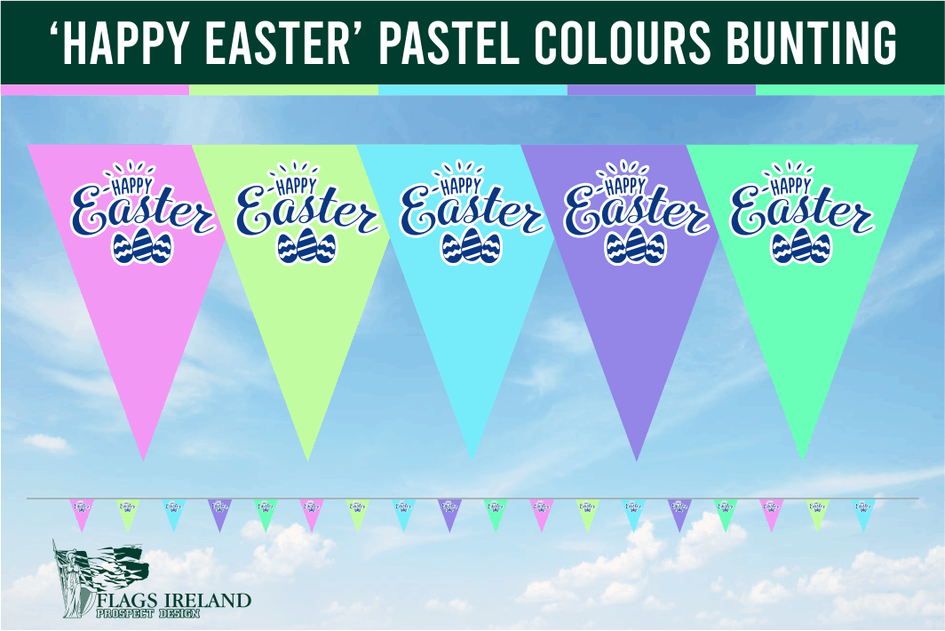 ‘Happy Easter’ Pastel Colours Bunting – Flags Ireland Prospect Design