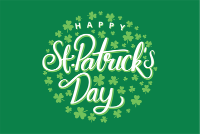 'Happy St. Patrick's Day' Green Shamrock Circle Hand Waver Flag