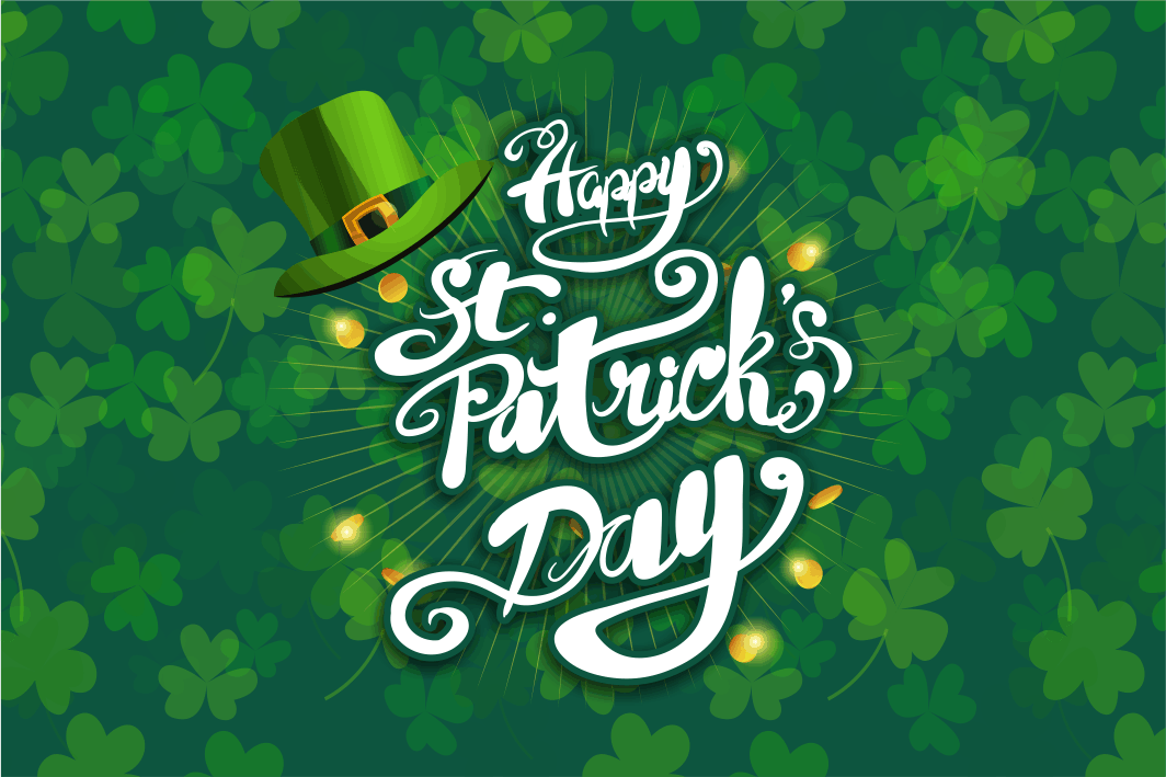'Happy St. Patrick's Day' Leprechaun Hat & Green Shamrock Flag