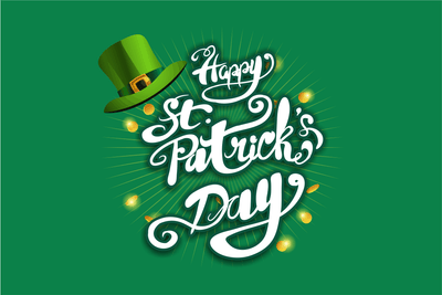 'Happy St. Patrick's Day' Leprechaun Hat & Plain Green Hand Waver Flag
