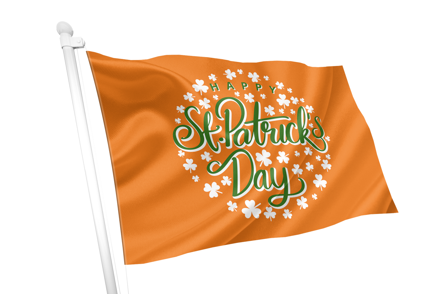 'Happy St. Patrick's Day' Orange Shamrock Circle Flag