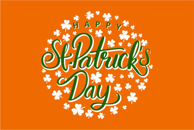 'Happy St. Patrick's Day' Orange Shamrock Circle Hand Waver Flag