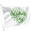 'Happy St. Patrick's Day' White Shamrock Circle Flag