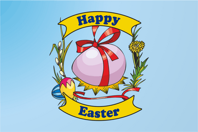 Happy Easter Flag - Blue Background