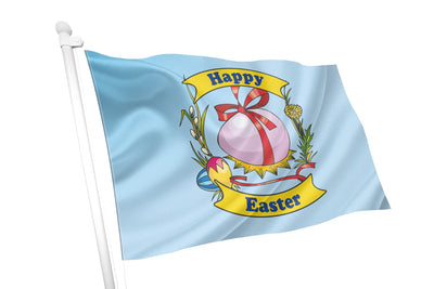 Happy Easter Flag - Blue Background