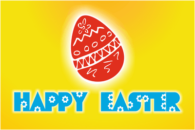 Happy Easter Flag - Golden Yellow Background