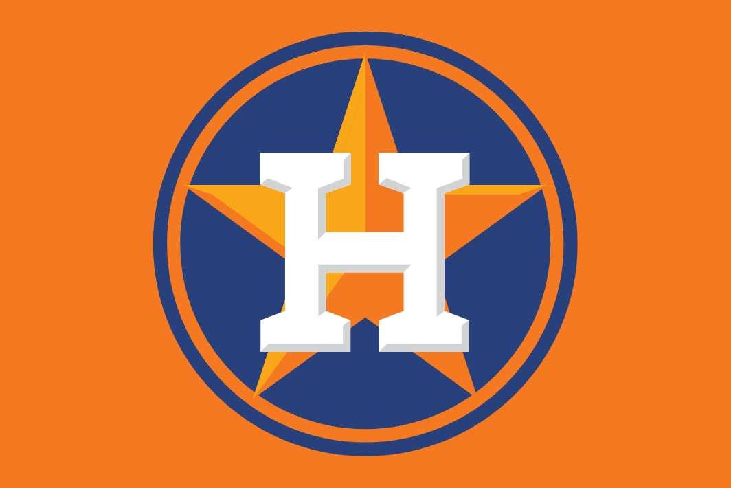 Houston Astros logo on an orange background
