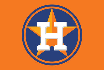Houston Astros logo on an orange background