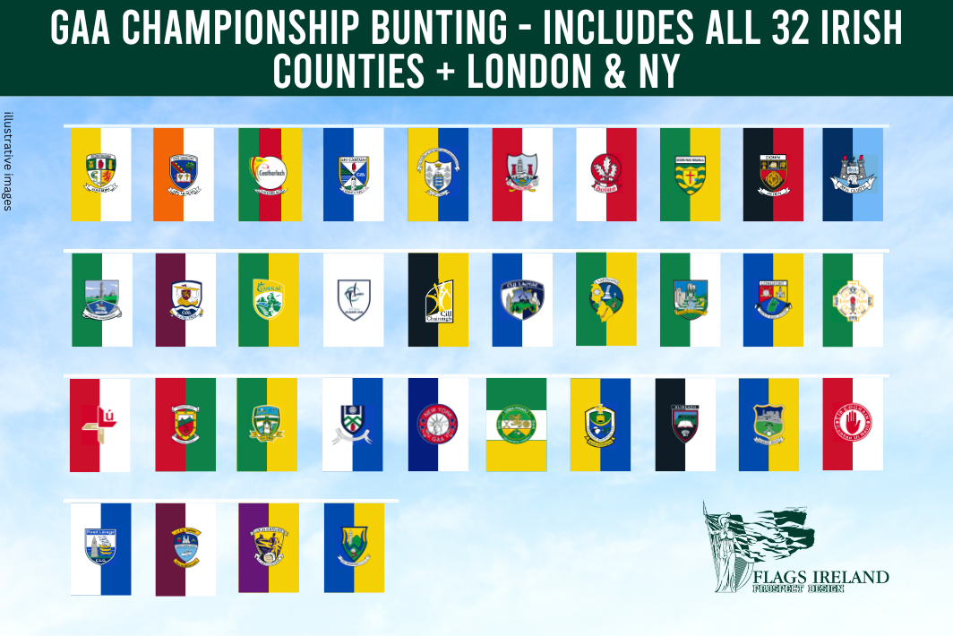 GAA Championship Rectangle Bunting - Includes all 32 Irish Counties ...