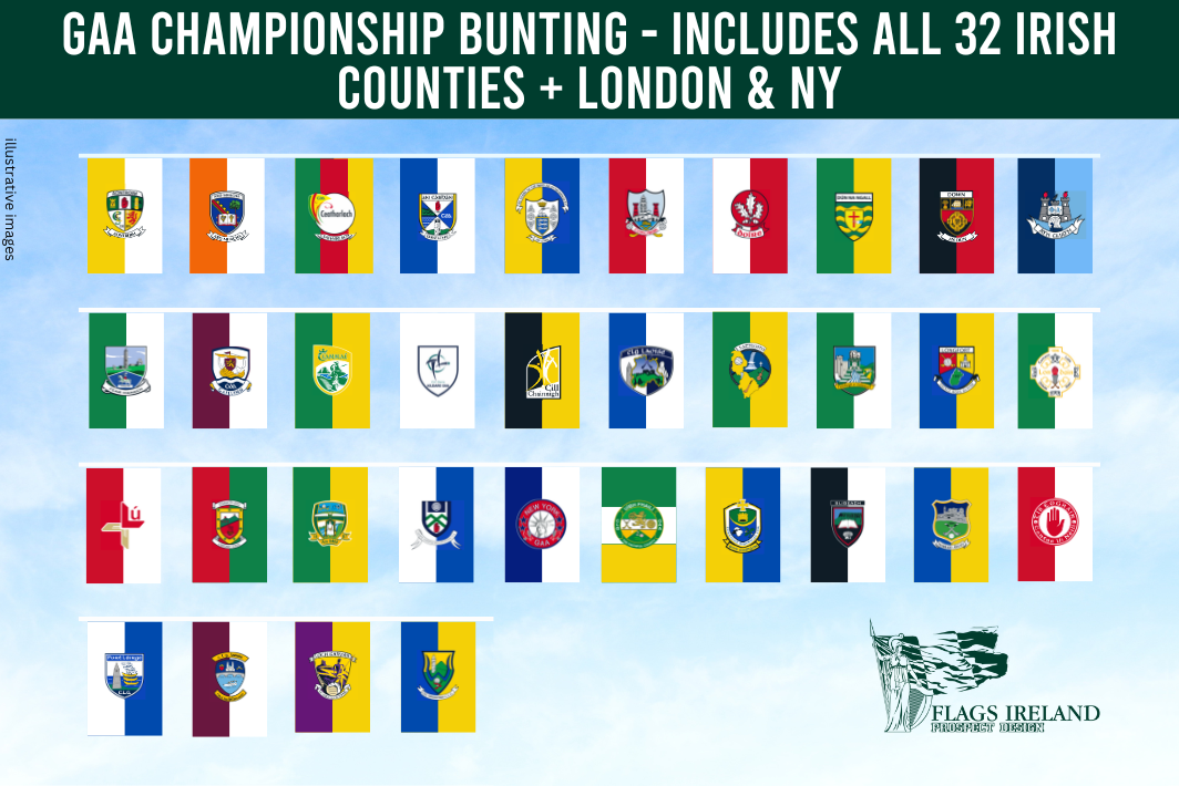 GAA Championship Rectangle Bunting - Includes all 32 Irish Counties + London & NY