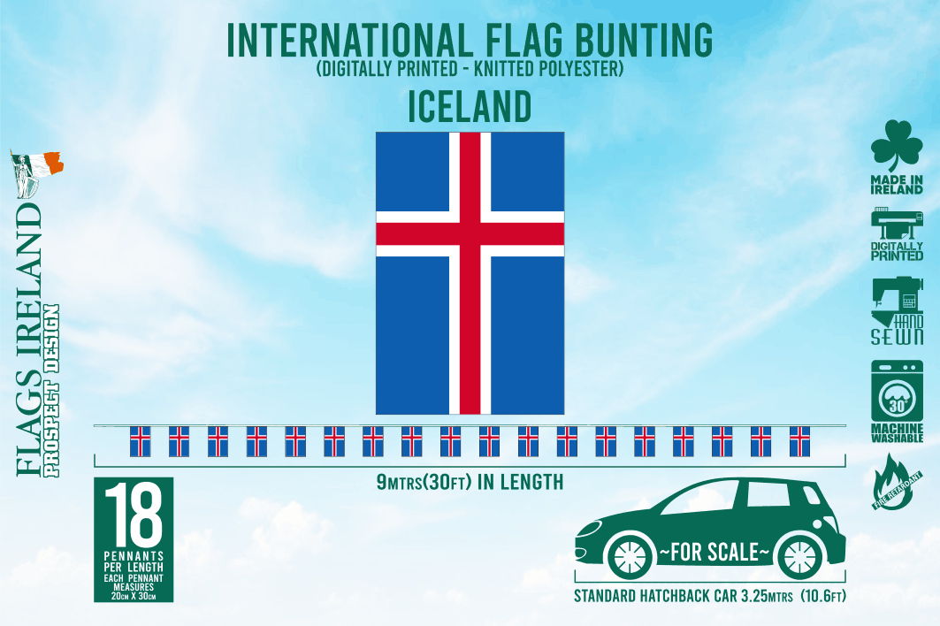 Wimpelkette mit isländischer Flagge
