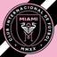 Logo of Club Internacional Inter  on a pink and black striped background