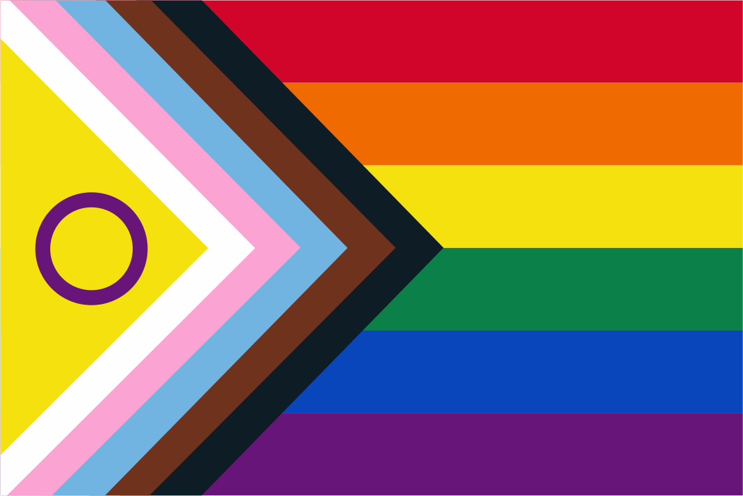 Intersex-Inclusive Progress Pride Flag – A digital representation of the Intersex-Inclusive Progress Pride flag, which incorporates the intersex symbol into the Progress Pride flag.