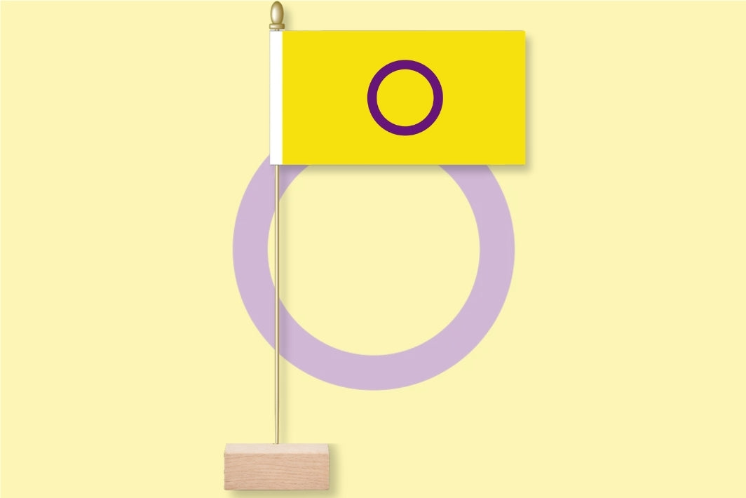 Flag with a purple circle on a yellow background